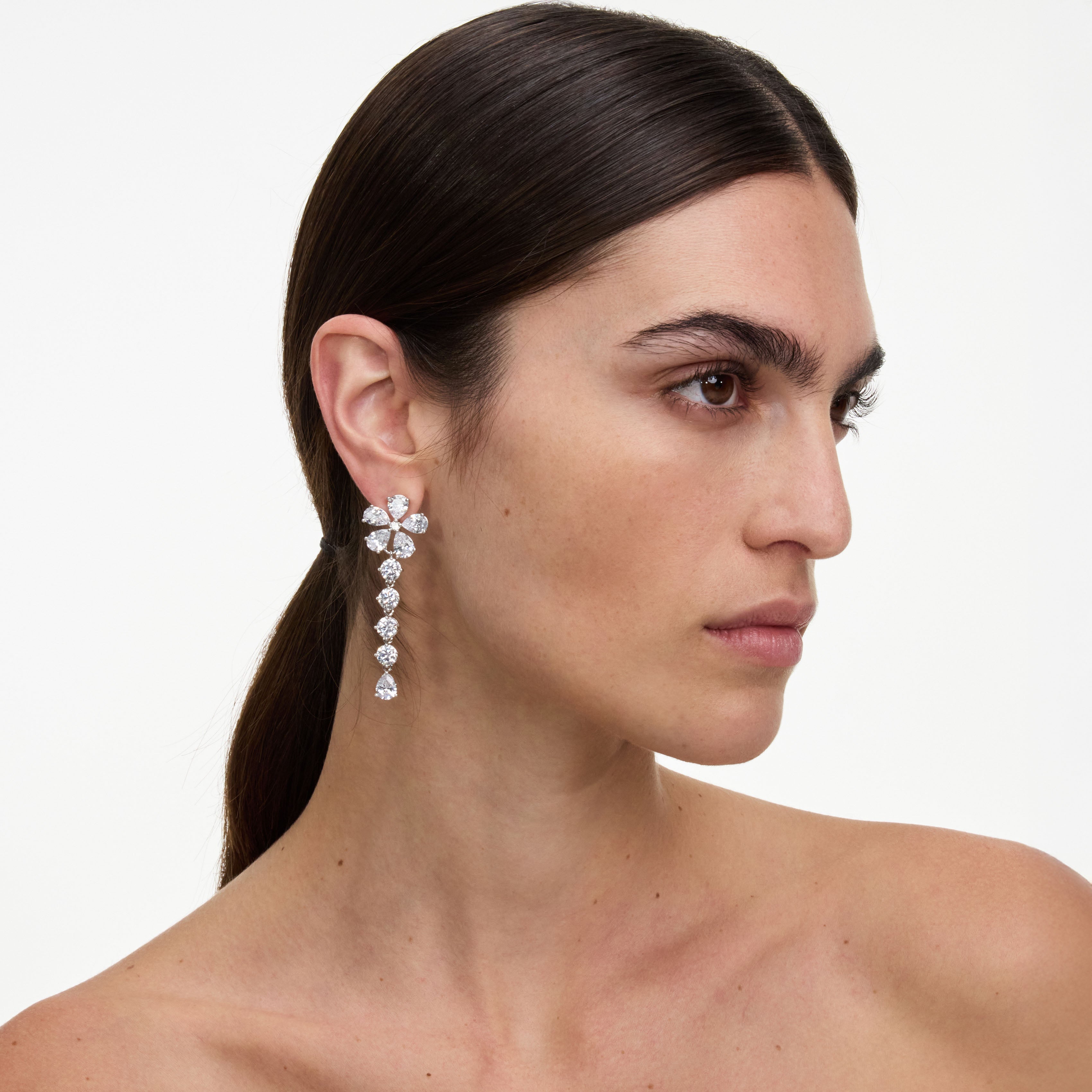 Multi Crystal Flower Dangle Earring