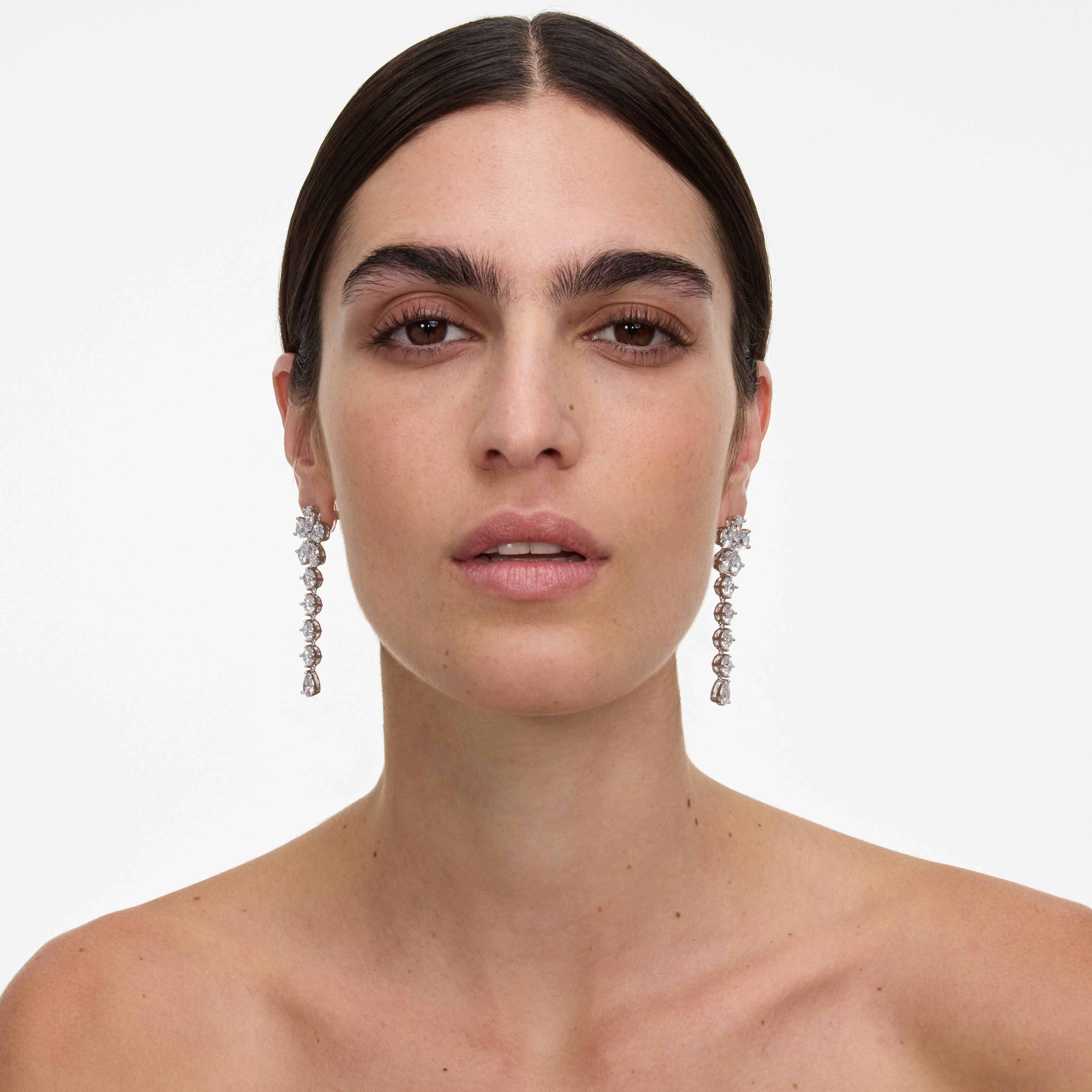 Multi Crystal Flower Dangle Earring