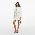 Cream Textured Denim Jacket