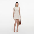 Cream Denim Double Breasted Mini Dress