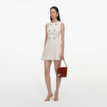 Cream Denim Double Breasted Mini Dress