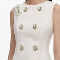 Cream Denim Double Breasted Mini Dress