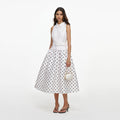 Off White Sleeveless Polka Dot Midi Dress