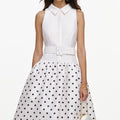 Off White Sleeveless Polka Dot Midi Dress