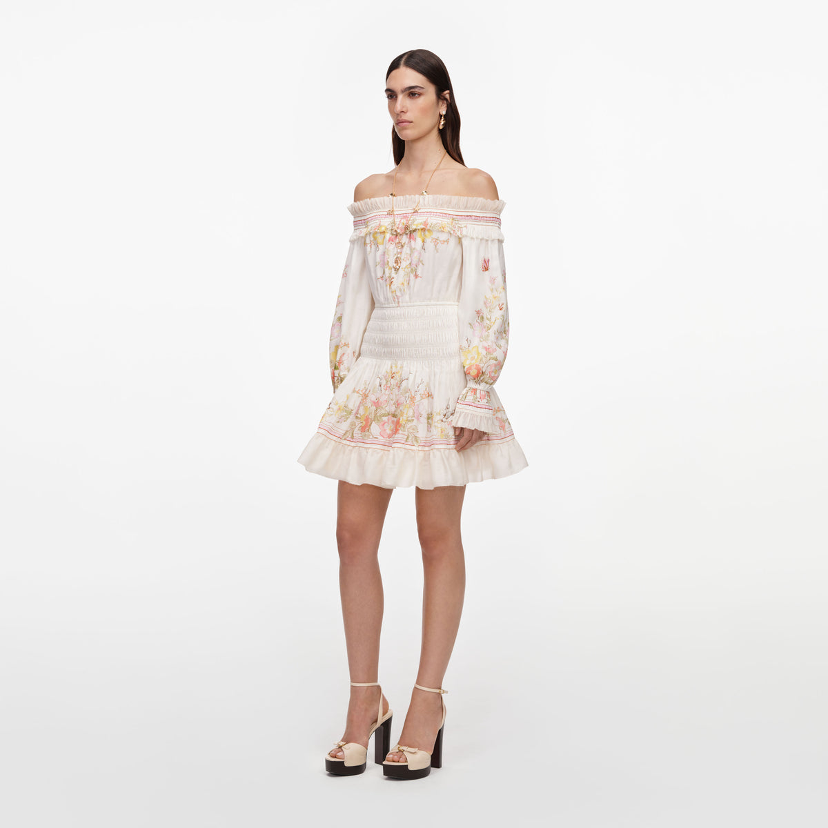 self portrait 3d floral mini dress self-portrait - Cream Organza Ruffle NYFW Designers On the monroe costume Hidden back zip closure Größe:Größe 24W