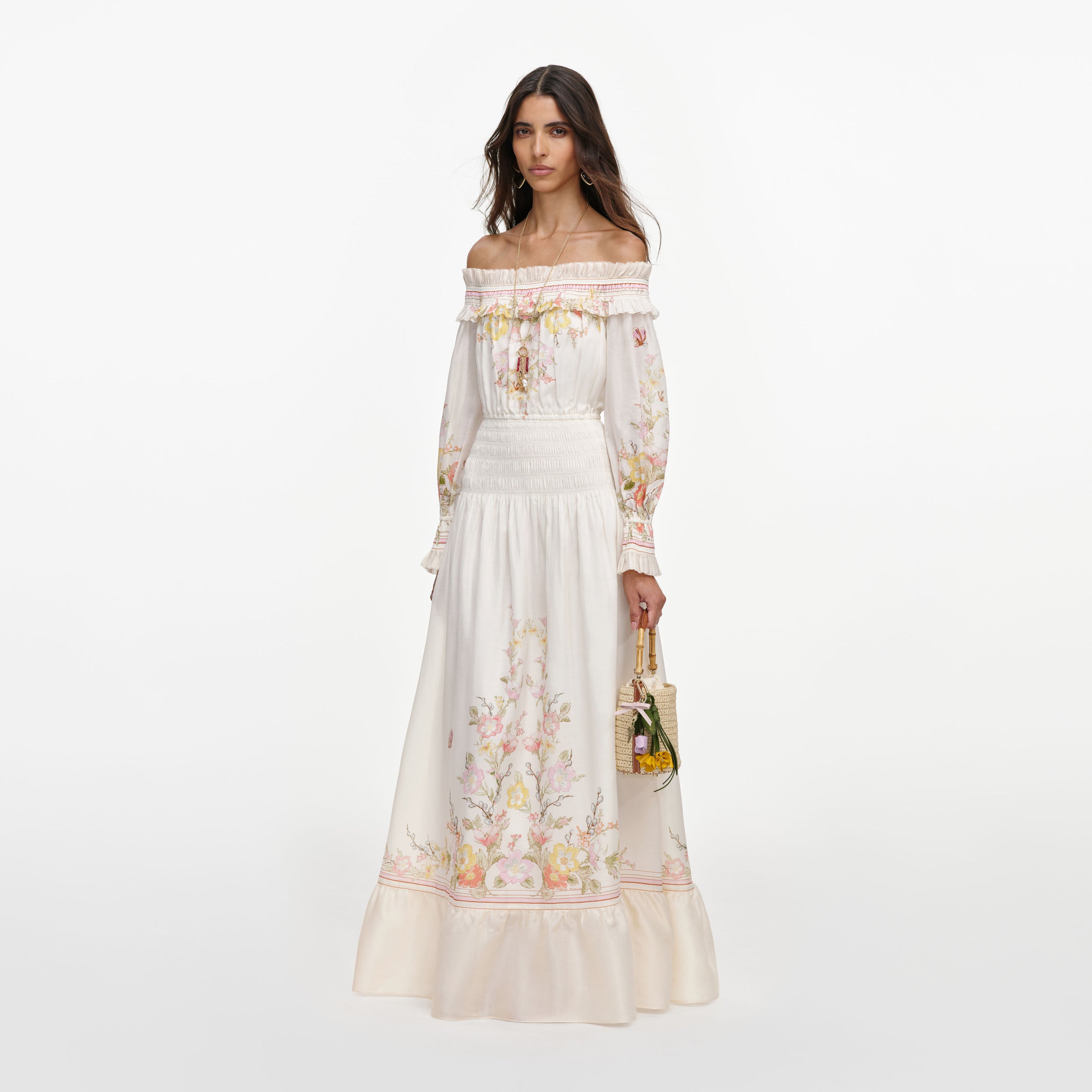 floral cream dress self-portrait - Organza Ruffle Maxi House OF CB Lucia colourway-danyal 55 (varies by size) Shoe size:38