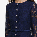 Navy Tailored Lace Satin Maxi Dress