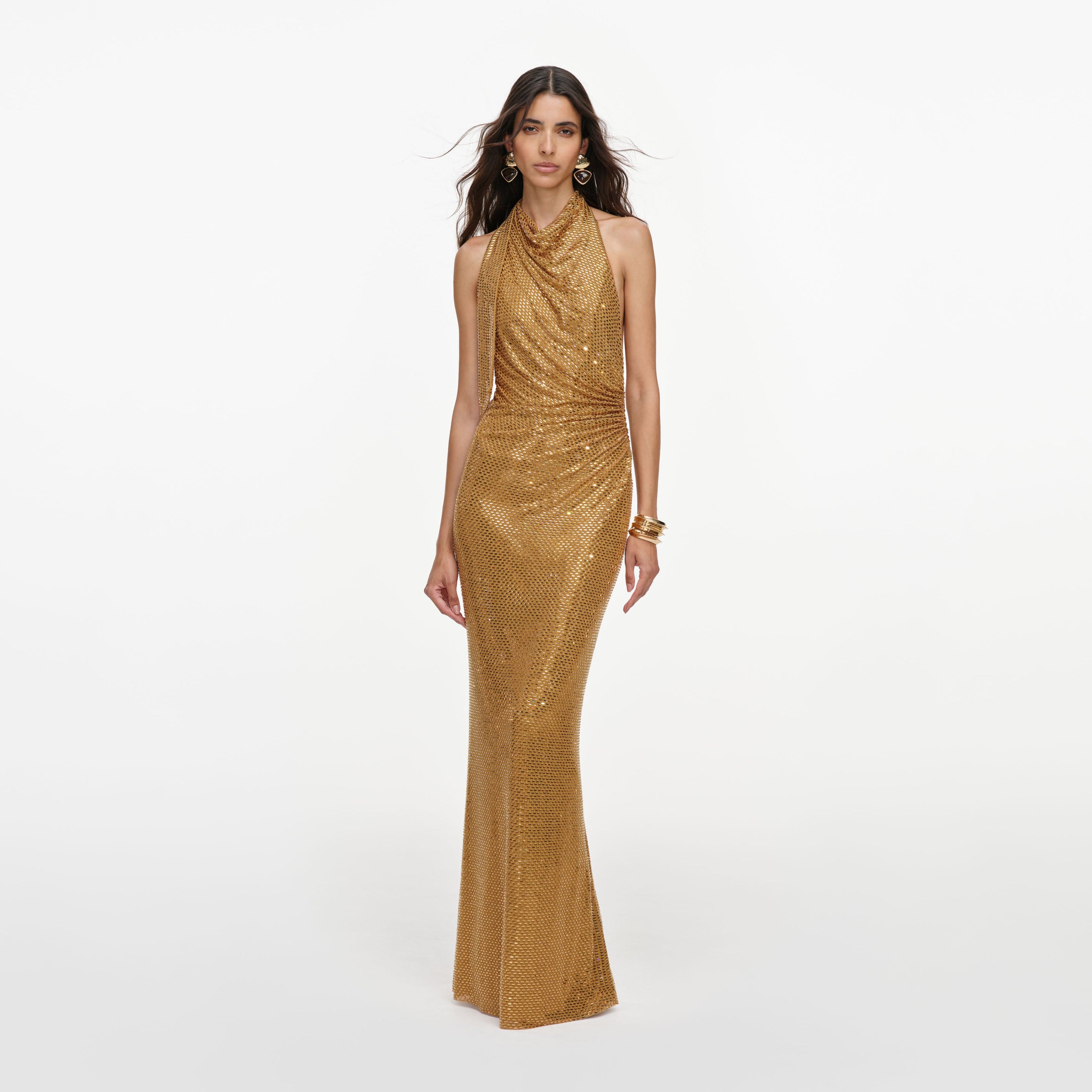 self portrait gold dress self-portrait - Rhinestone Halter Maxi Key features Metallic gold Color:Ocean Teal Kuromi Dress-Up Collar Girls Crinkle Cotton