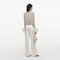 Champagne Rhinestone Embellished Feather Top