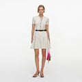 Cream Knit Denim Insert Mini Dress
