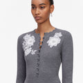 Grey Lace Flower Knit Mini Dress