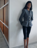 Grey Wool Collarless Jacket