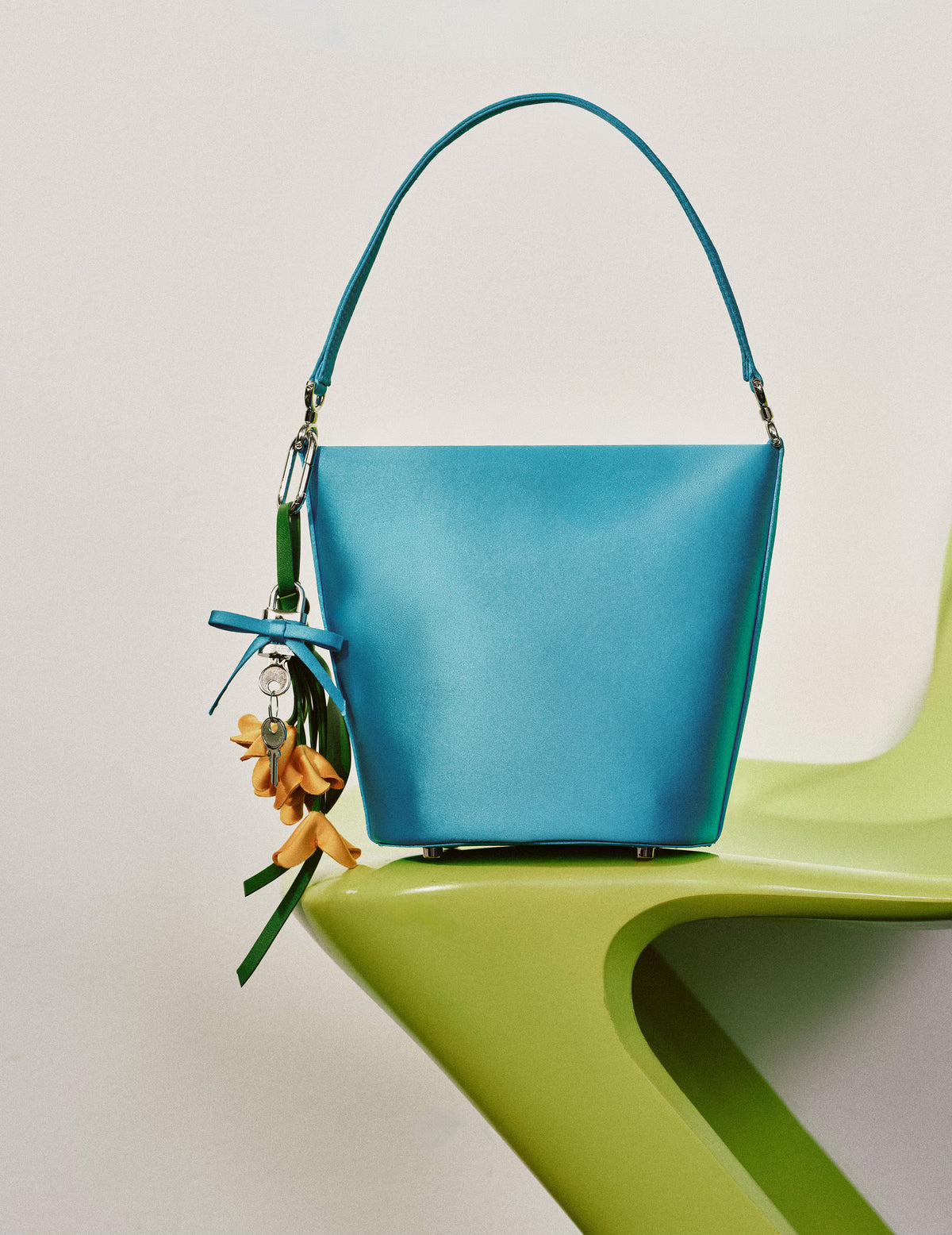 Blue Satin Bucket Bag – self-portrait-US