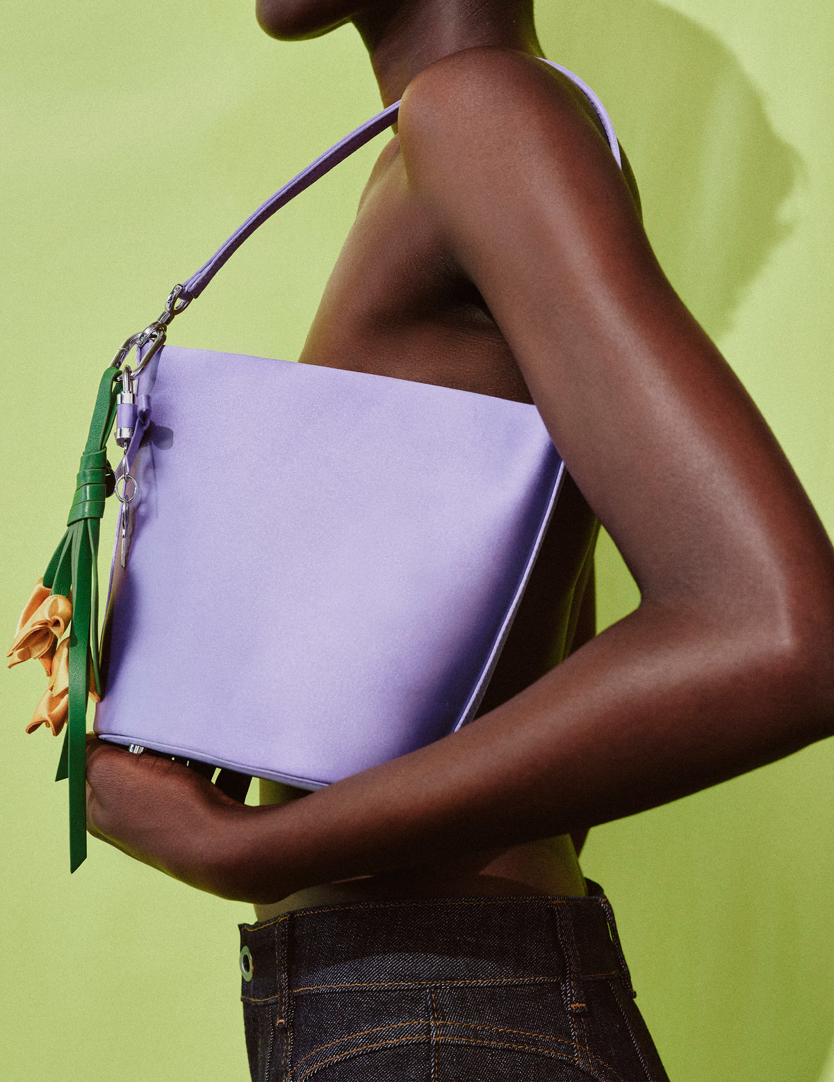 Lilac Satin Bucket Bag – self-portrait-US
