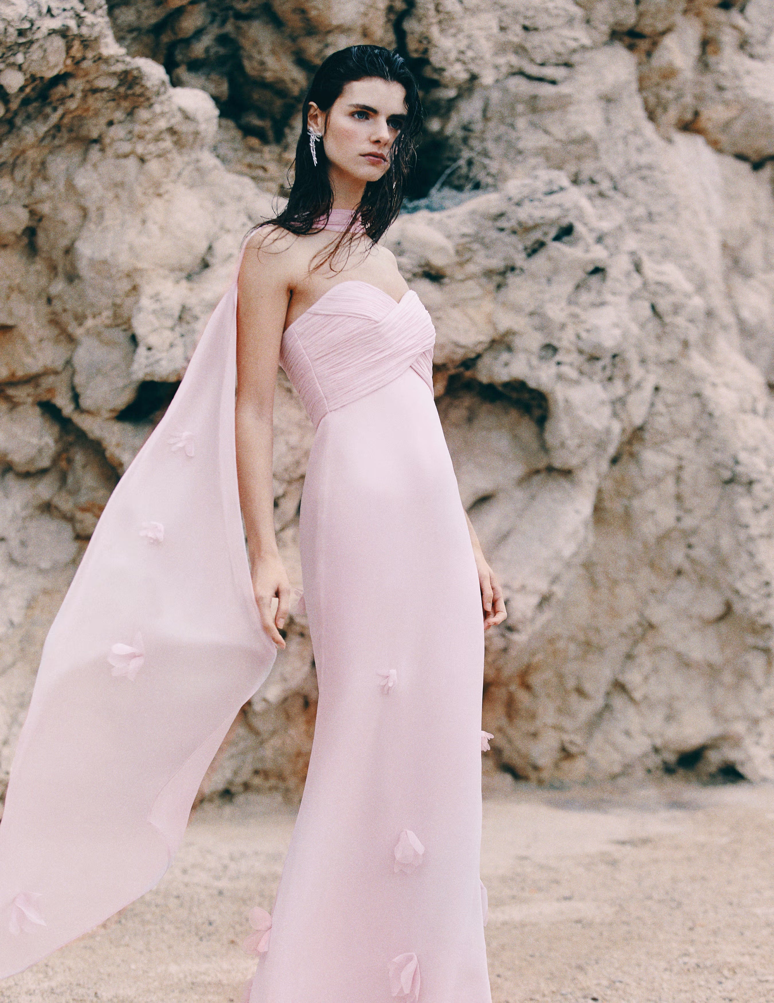 self-portrait ノースリーブロングドレス ピンク UK 6 Pink Georgette Scarf Maxi Dress – self-portrait-US