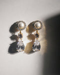 Gold Pearl Tiered Crystal Earrings