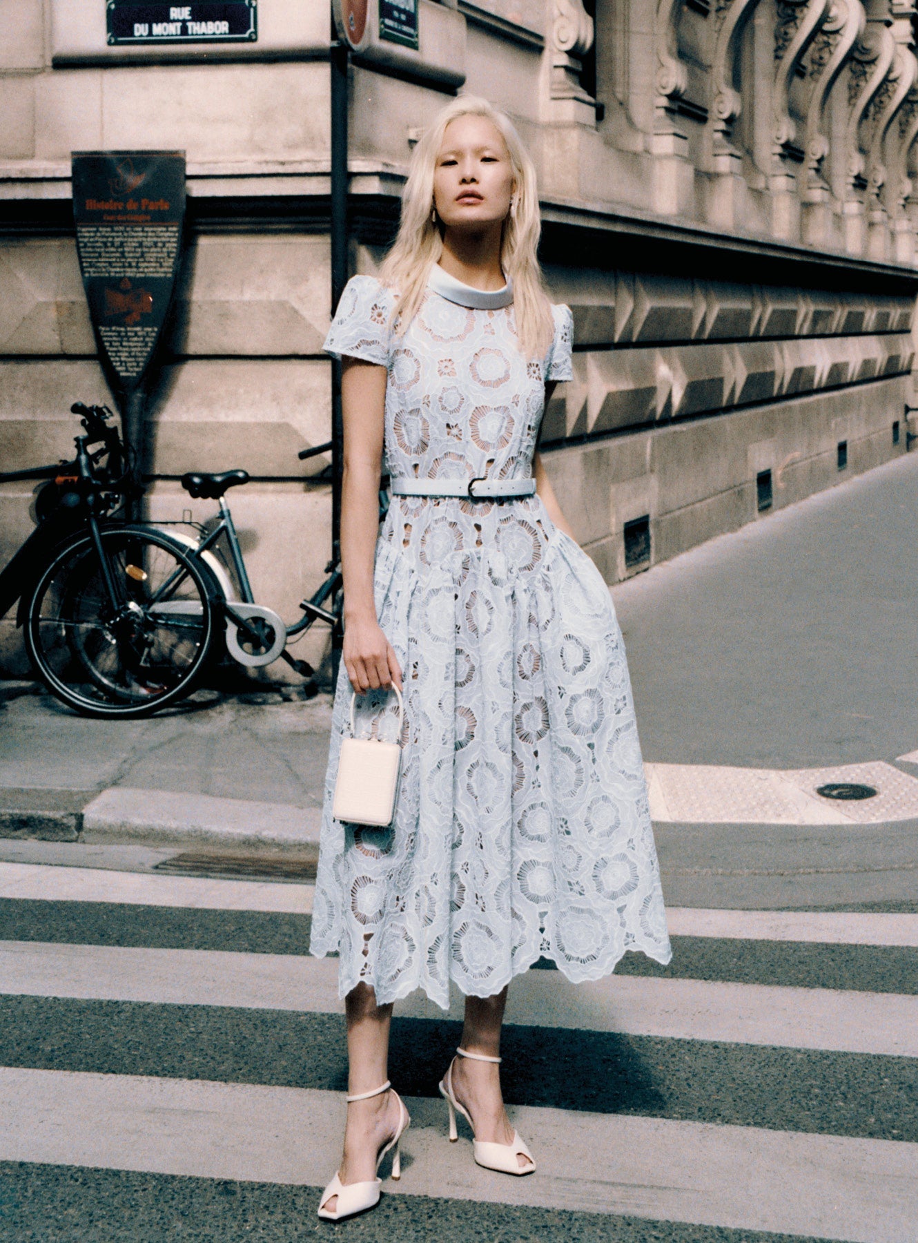 self-portrait - Blue Floral Lace Midi Dress - US 14 self-portrait - Blue Floral Lace Midi Dress - US 14