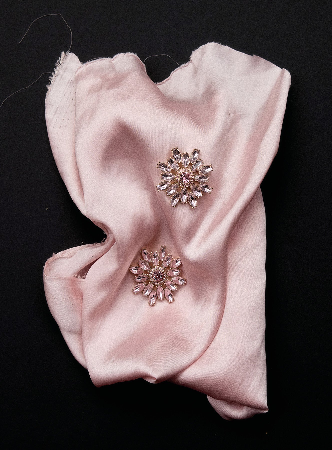 Pink Crystal Flower Earrings