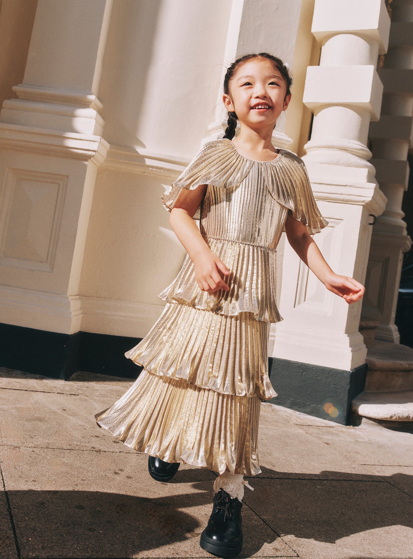 self-portrait - Gold Metallic Tiered Dress - Age 5/6 self-portrait - Gold Metallic Tiered Dress - Age 5/6