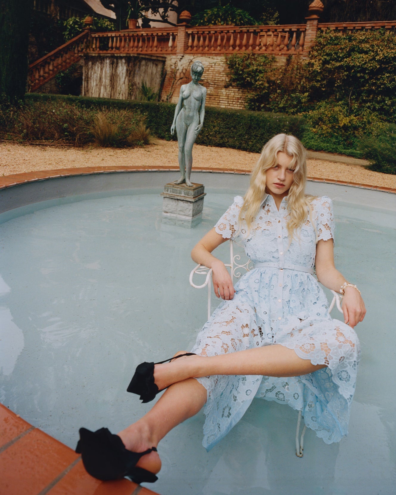 Self-portrait - Blue Lace Collared Midi Dress - US 4 Self-portrait - Blue Lace Collared Midi Dress - US 4