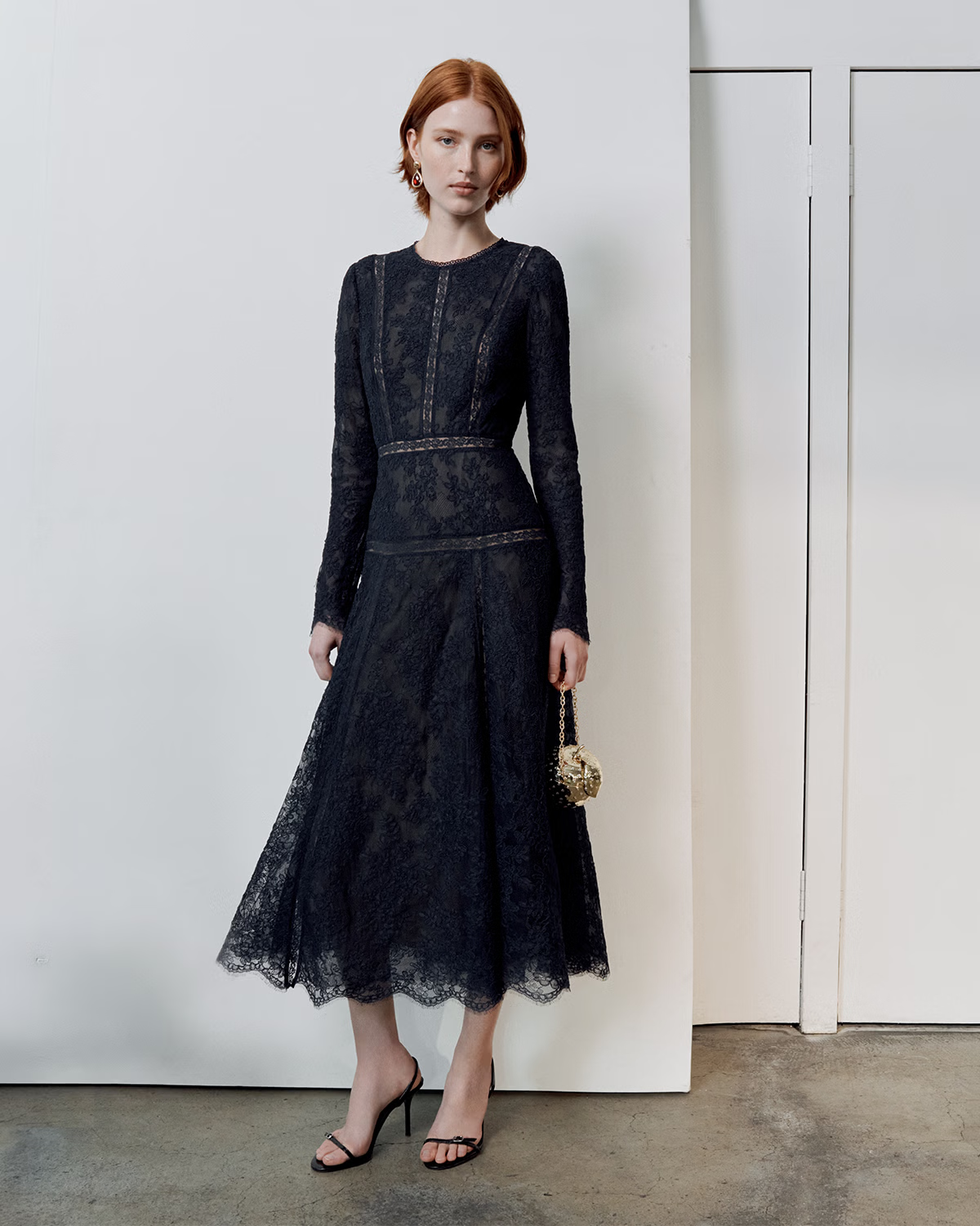 Navy Lace Midi Dress