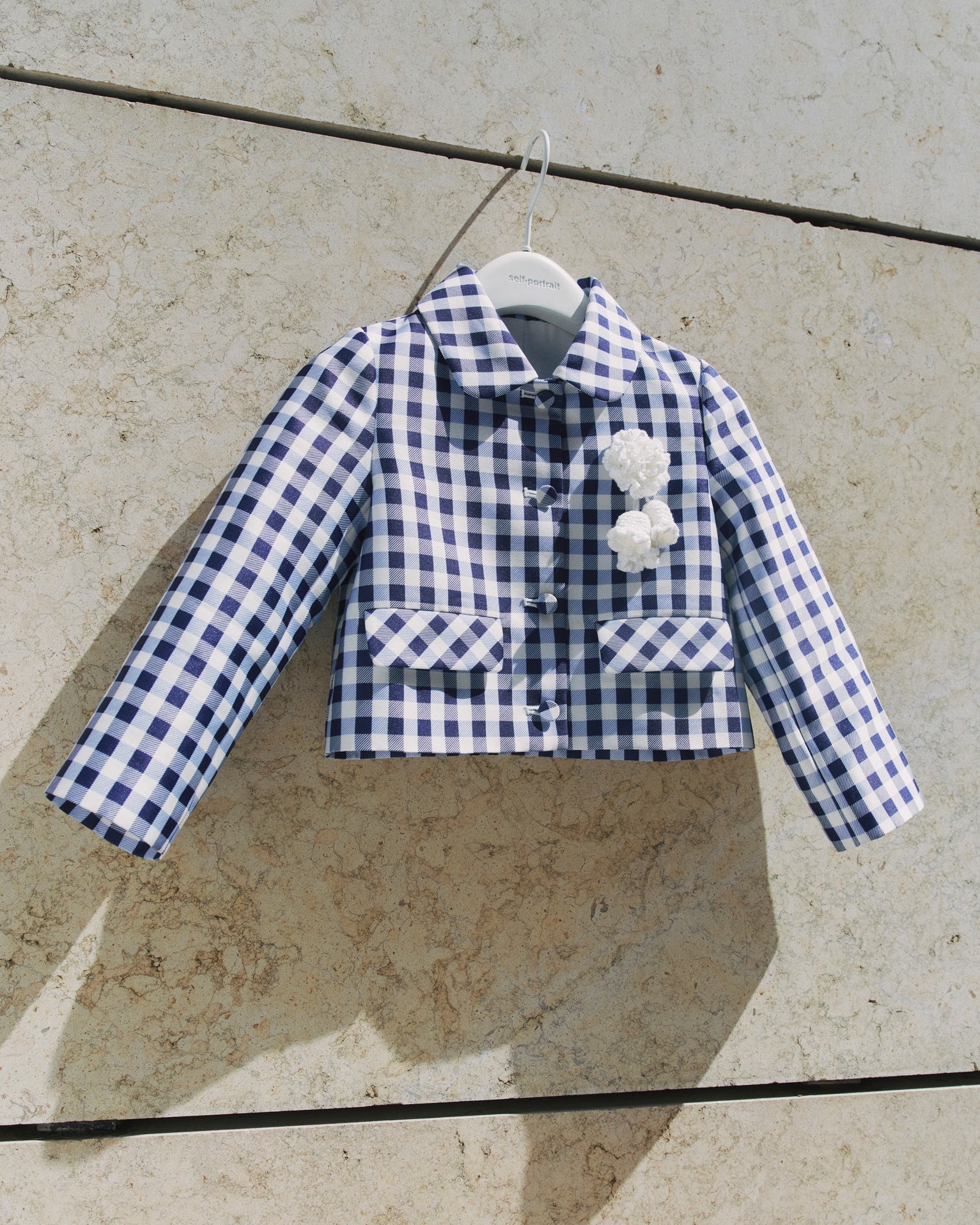 Navy Gingham Taffeta Jacket