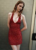 Red Sequin Halter Neck Mini Dress