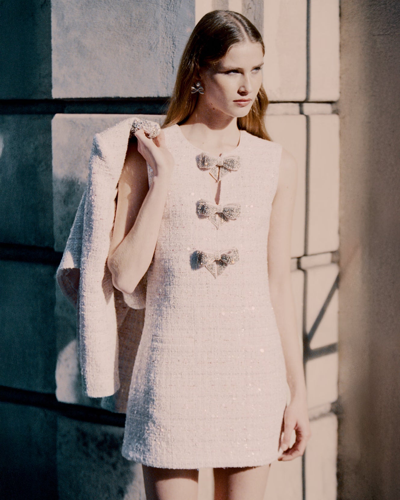 self portrait sequin boucle mini dress Self Portrait Blue Sequin Boucle Mini Dress