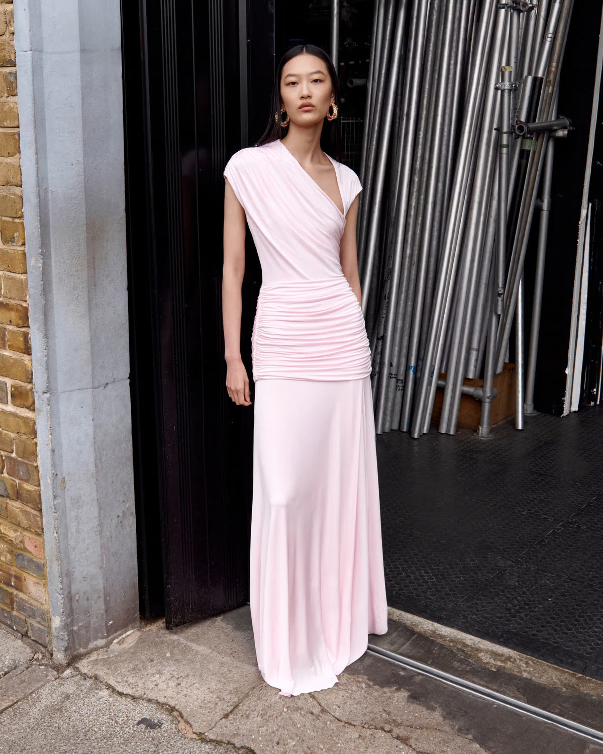 draped jersey maxi dress ASOS Design - High Neck Drape Ruffle Maxi Dress - Women - Polyamide/Elastane - 8 US