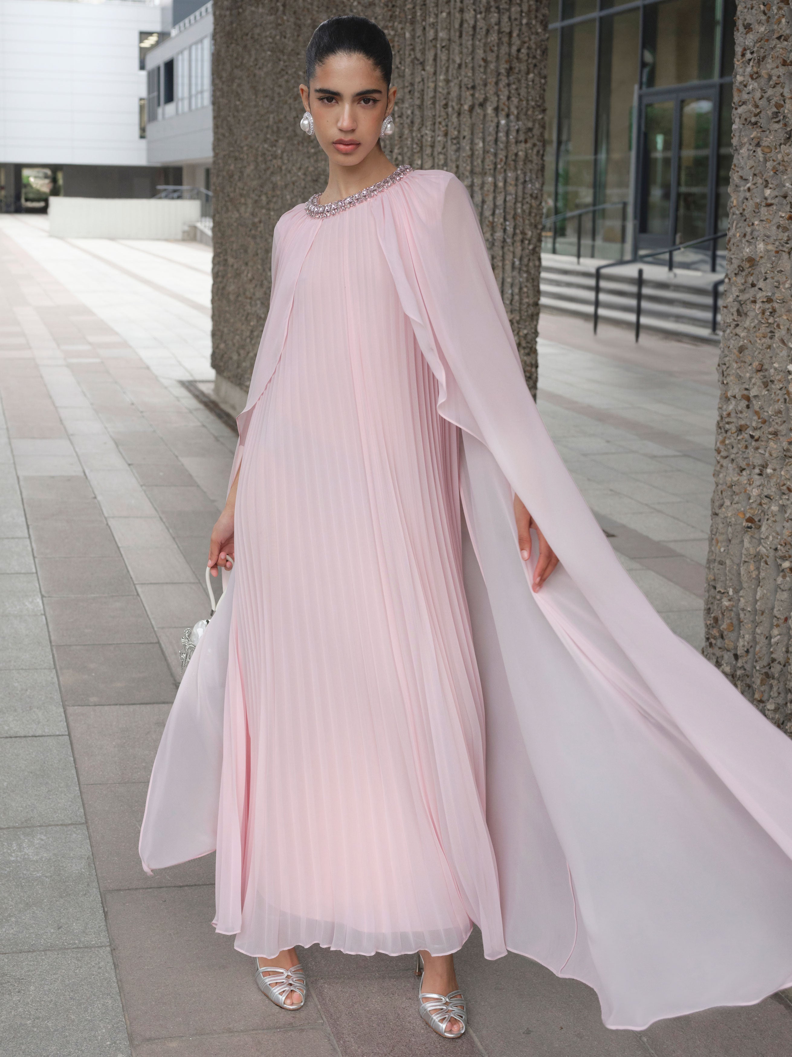 Self portrait pink chiffon midi dress store