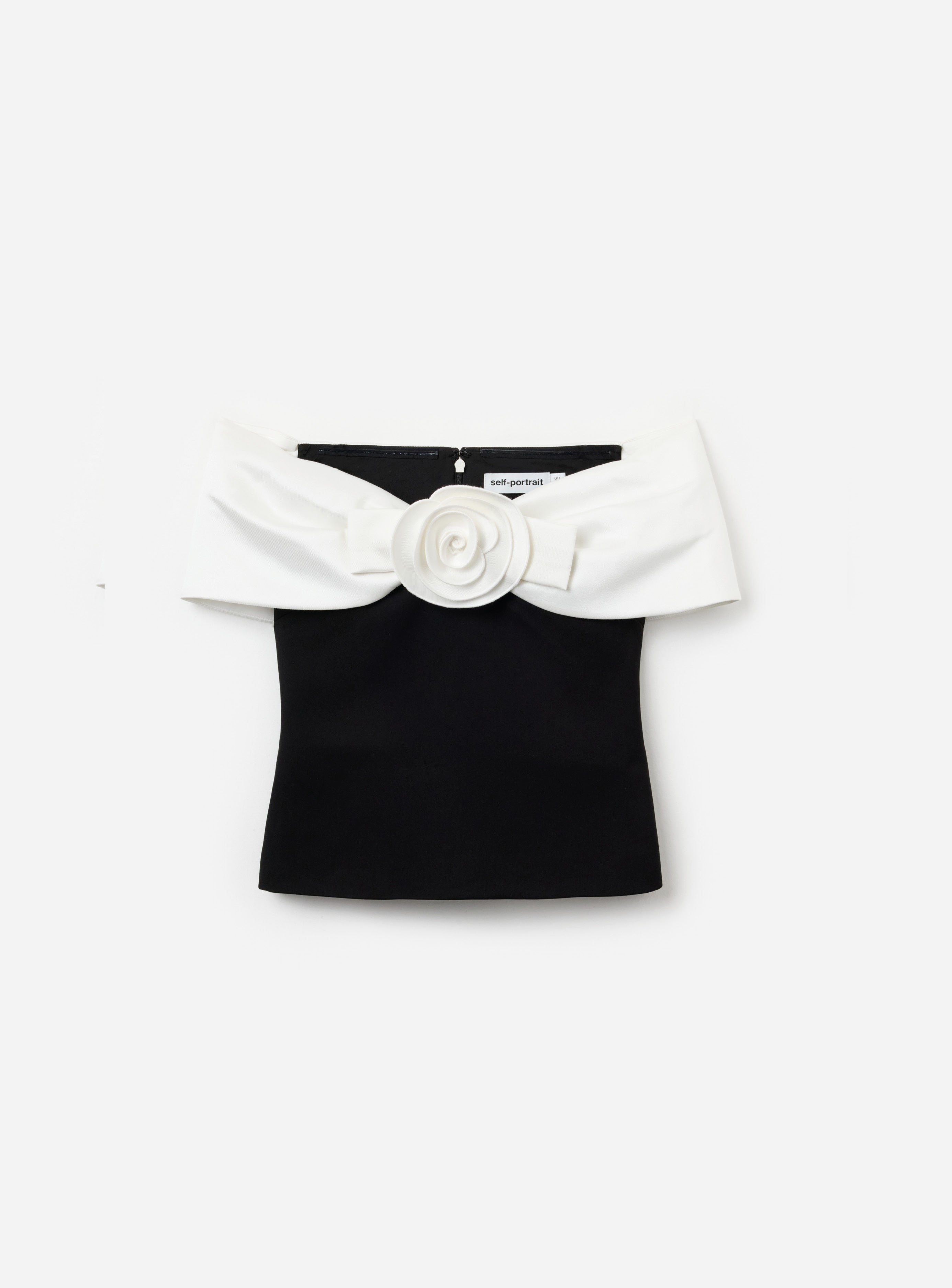 SELF PORTRAIT - self-portrait フラワートップス Black Crepe Flower Top – self-portrait-US