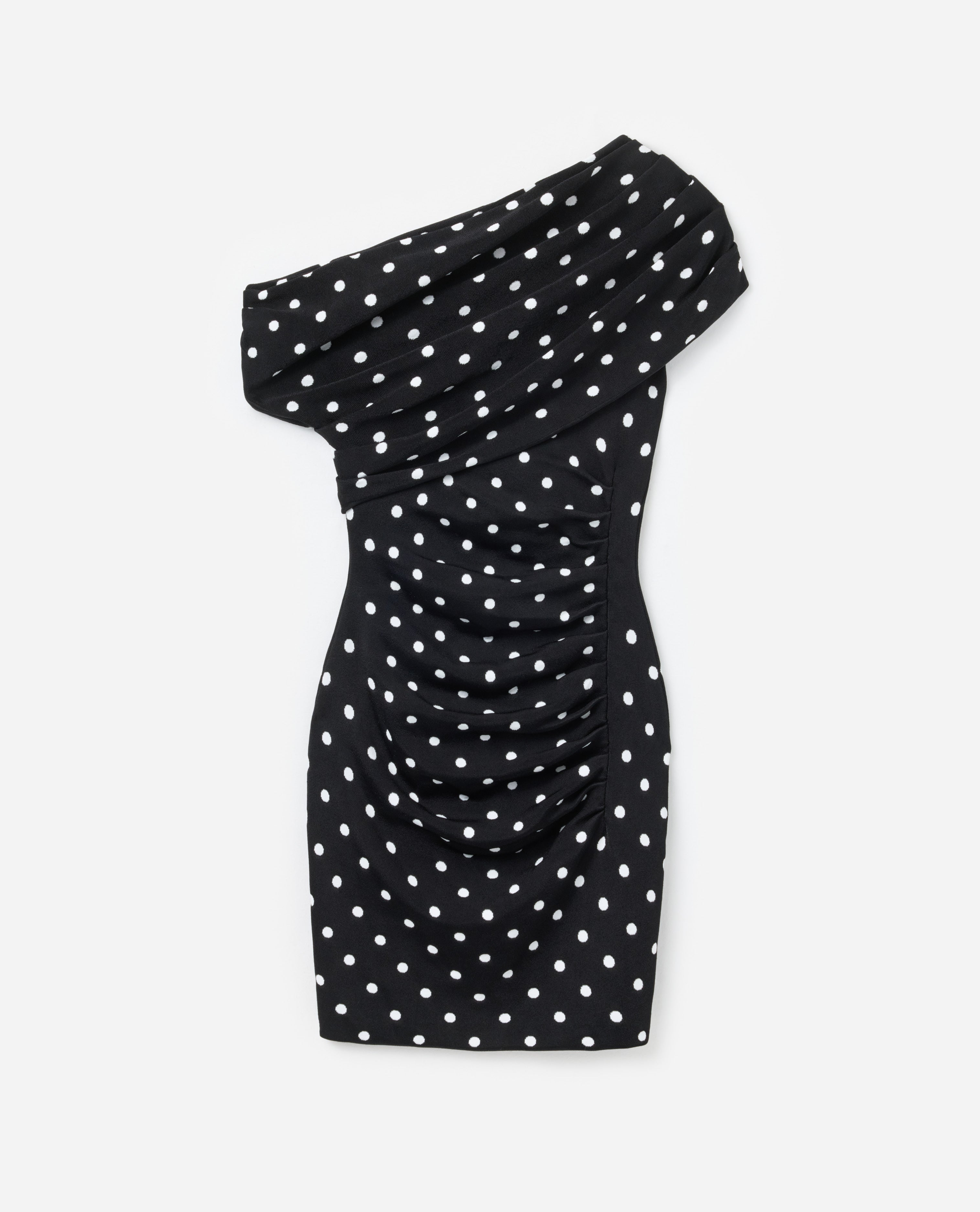 Polka Dot Draped Knit Mini Dress