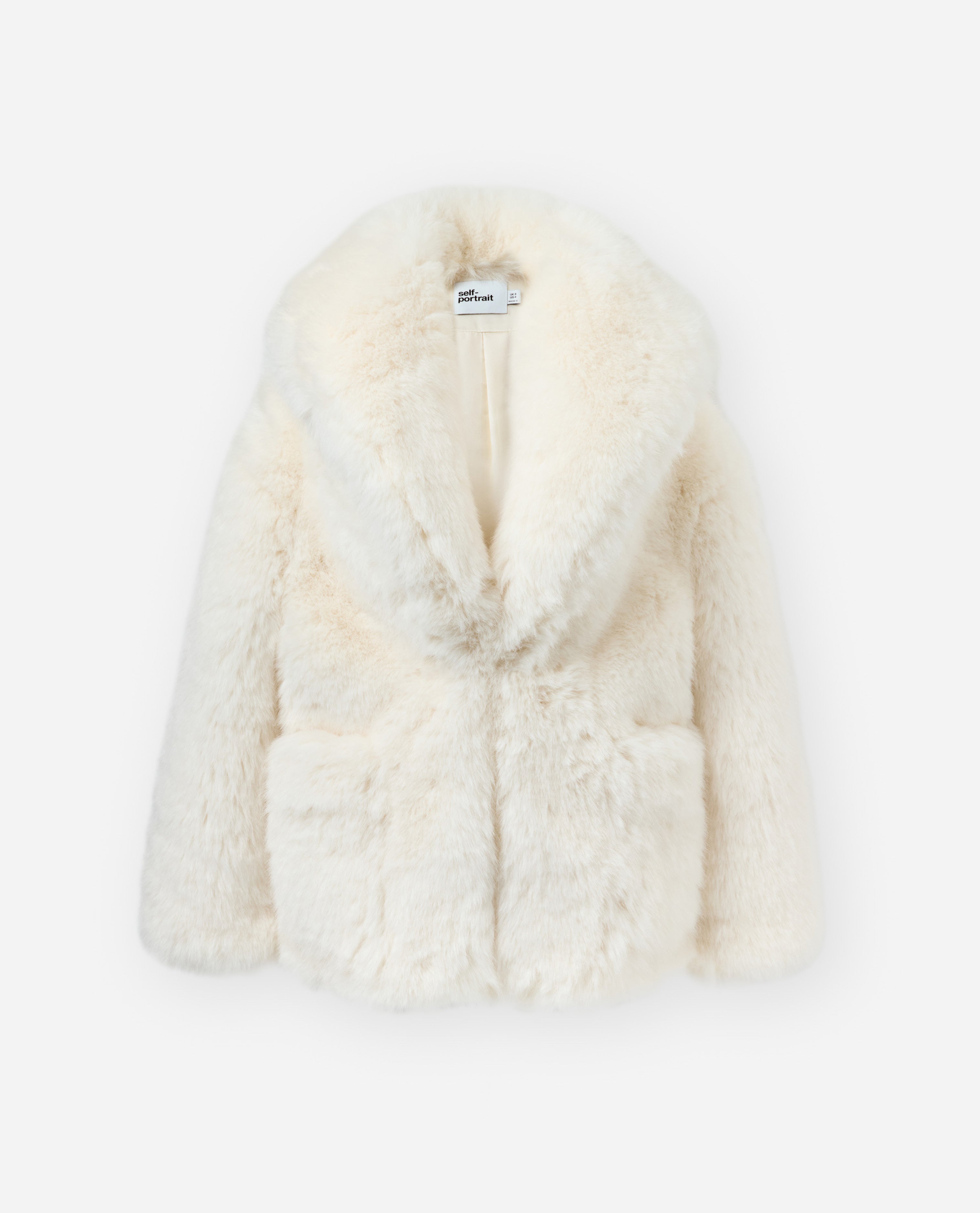 ジャケット・アウター WHITE HALF FUR COAT White Faux Fur Coat – self-portrait-US