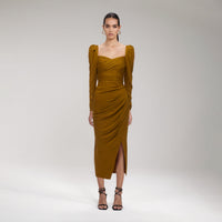 Khaki Iris Midi Dress