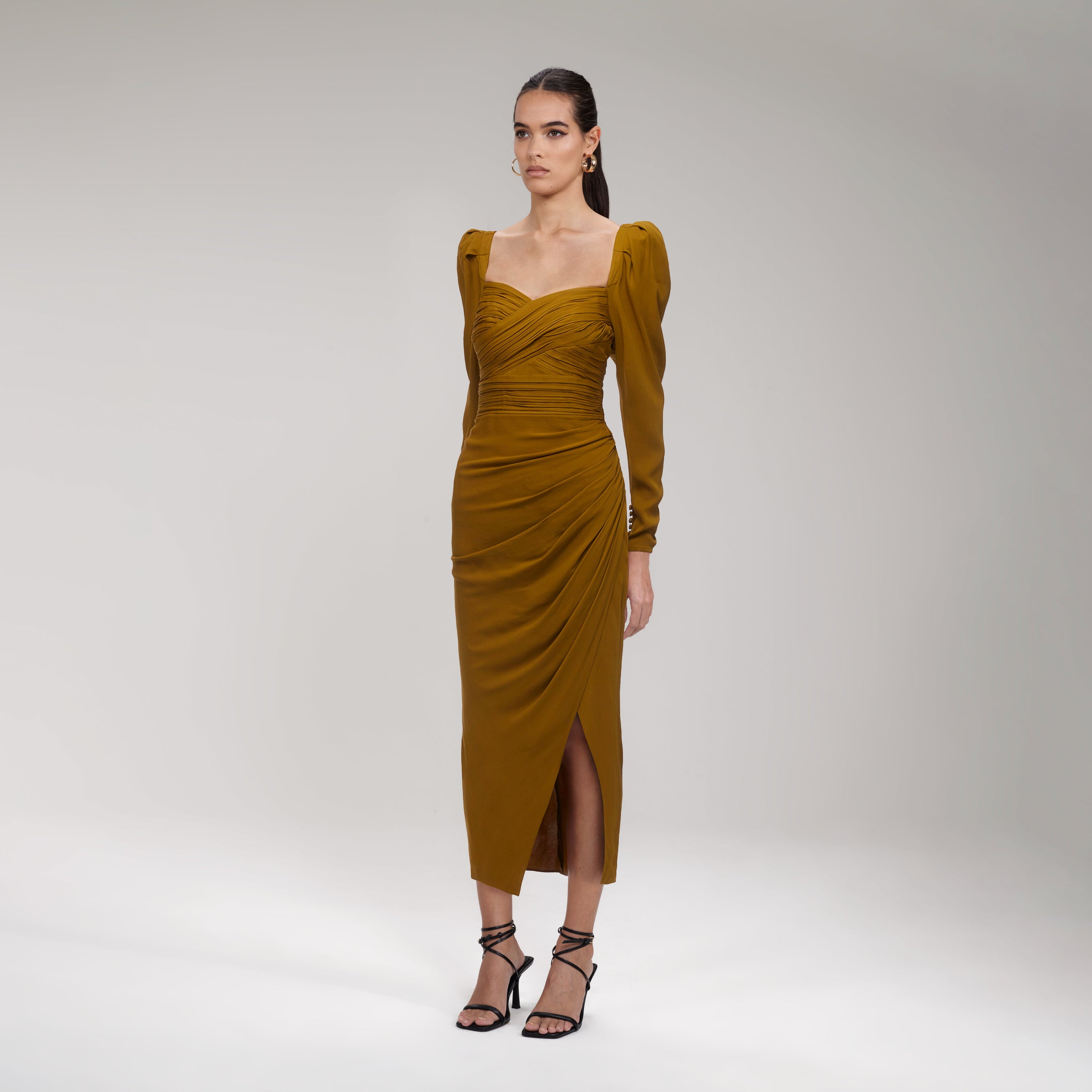 Khaki Iris Midi Dress