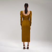 Khaki Iris Midi Dress