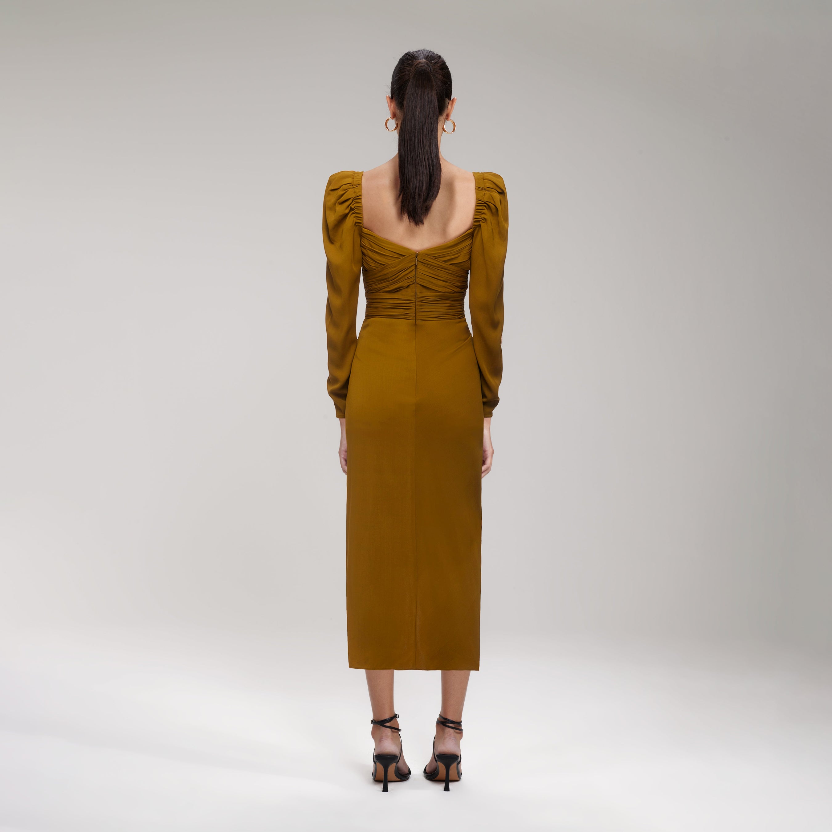 Khaki Iris Midi Dress