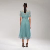 Sage Lace Trim Midi Dress