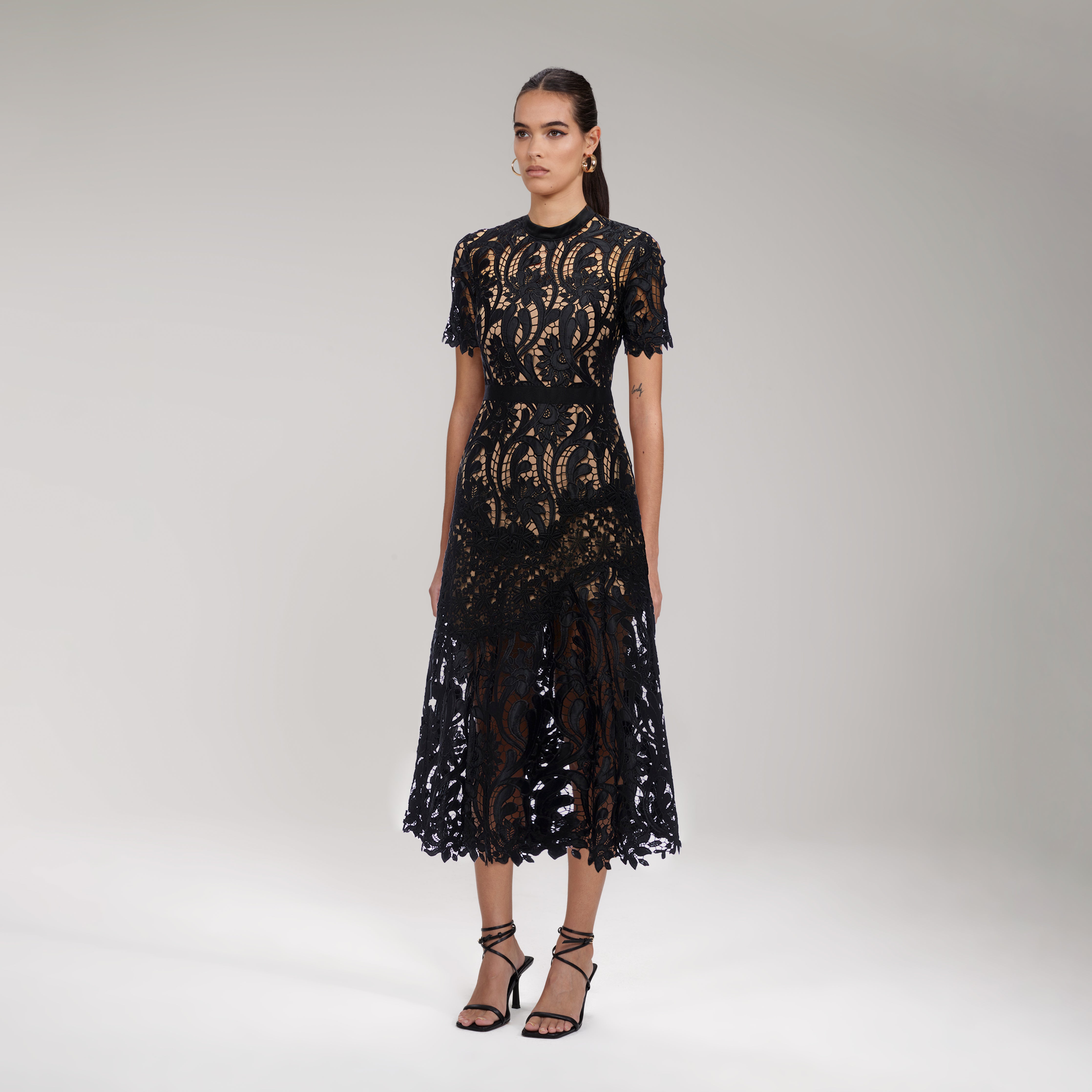 Oasis black prairie lace dress sales