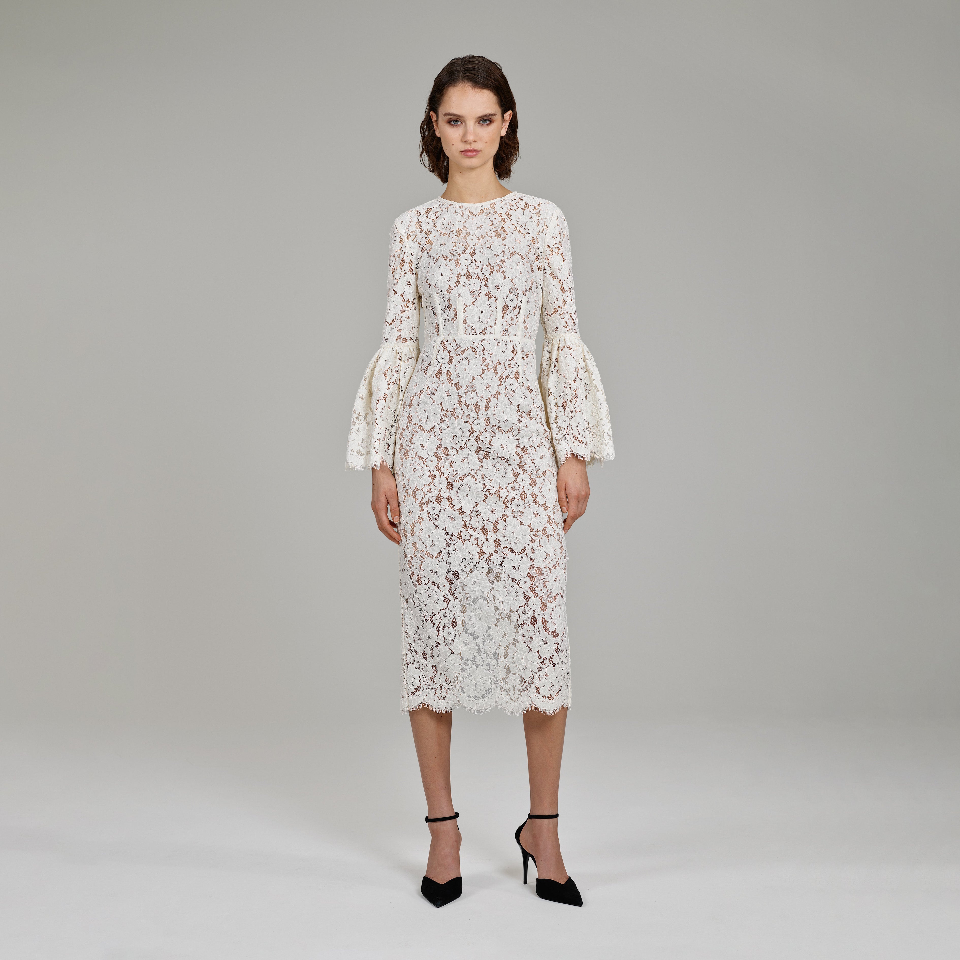 Ivory Cotton Lace Midi Dress self-portrait-US Ivory Cotton Lace Midi Dress self-portrait-US