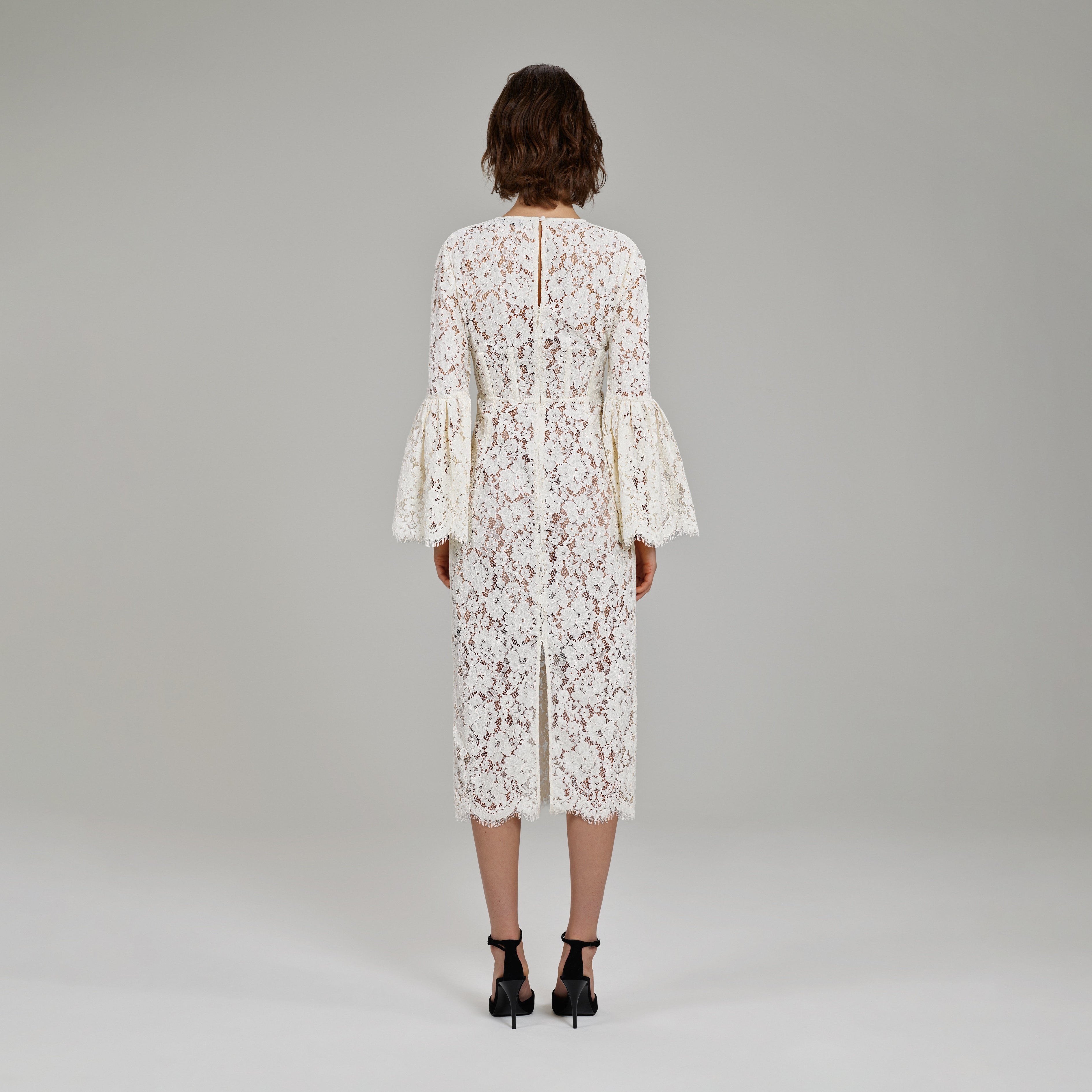 Ivory Cotton Lace Midi Dress