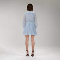 Blue Broderie Collar Chiffon Mini Dress