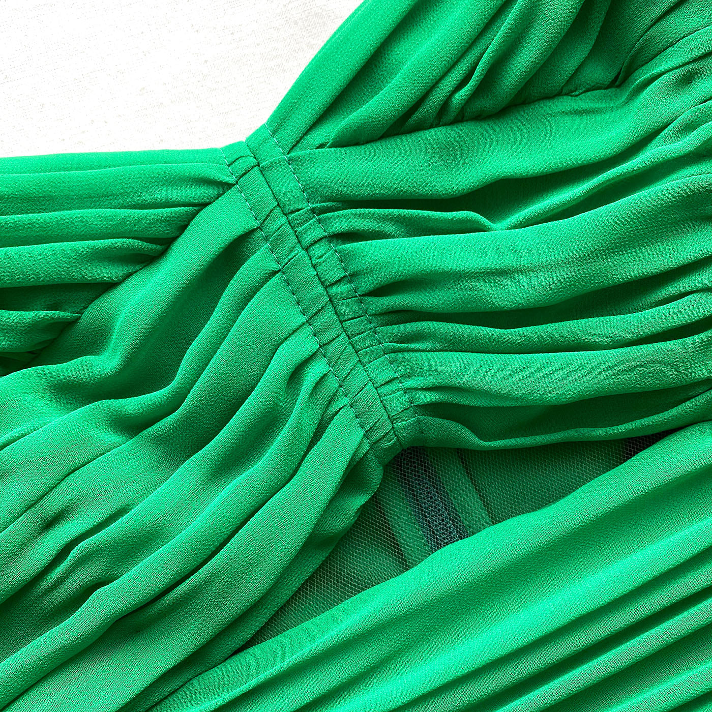 Bright Green Chiffon Cut Out Midi Dress