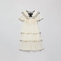 Ivory Scallop Collar Chiffon Dress