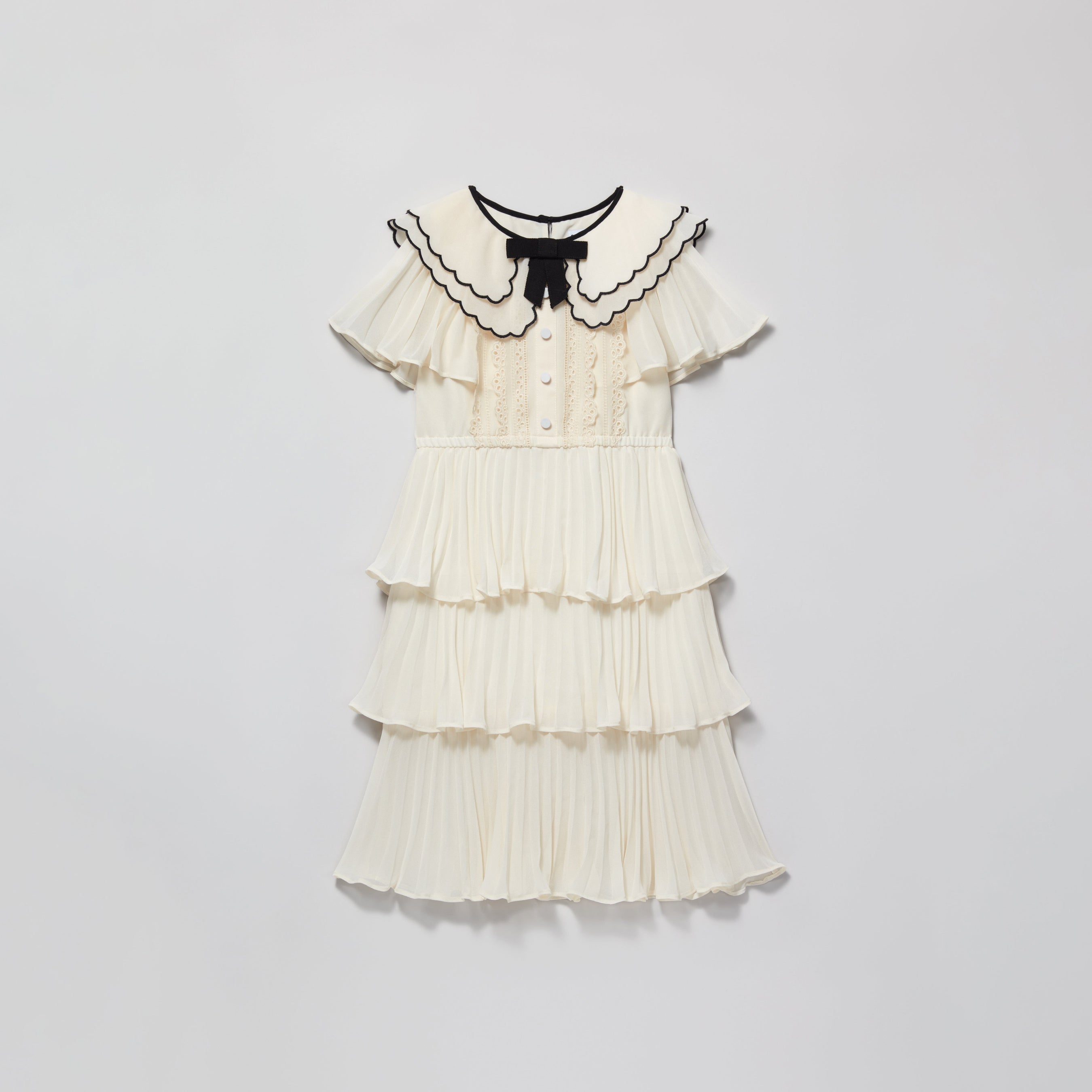 Ivory Scallop Collar Chiffon Dress