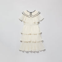 Ivory Scallop Collar Chiffon Dress