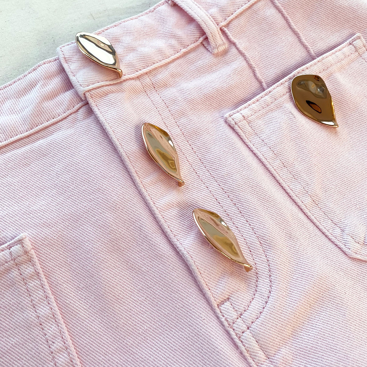 Light Pink Denim Straight Leg Jeans 30"