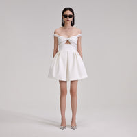 White Diamante Bust Mini Dress