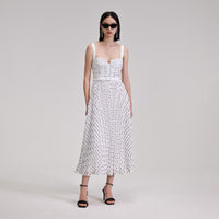 Polka Dot Chiffon Midi Dress