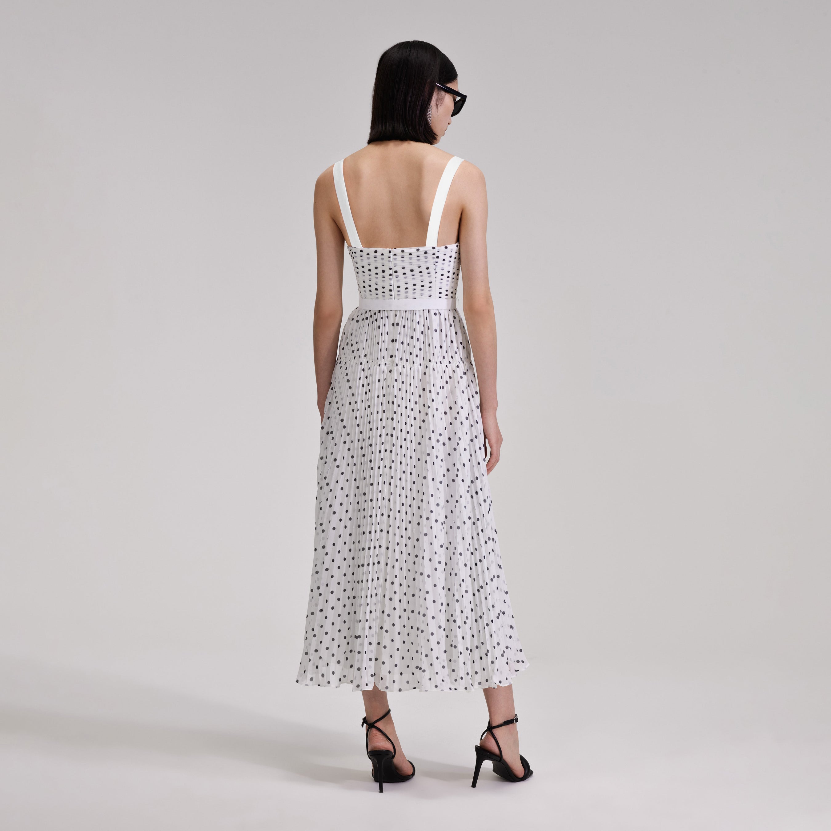 Polka Dot Chiffon Midi Dress